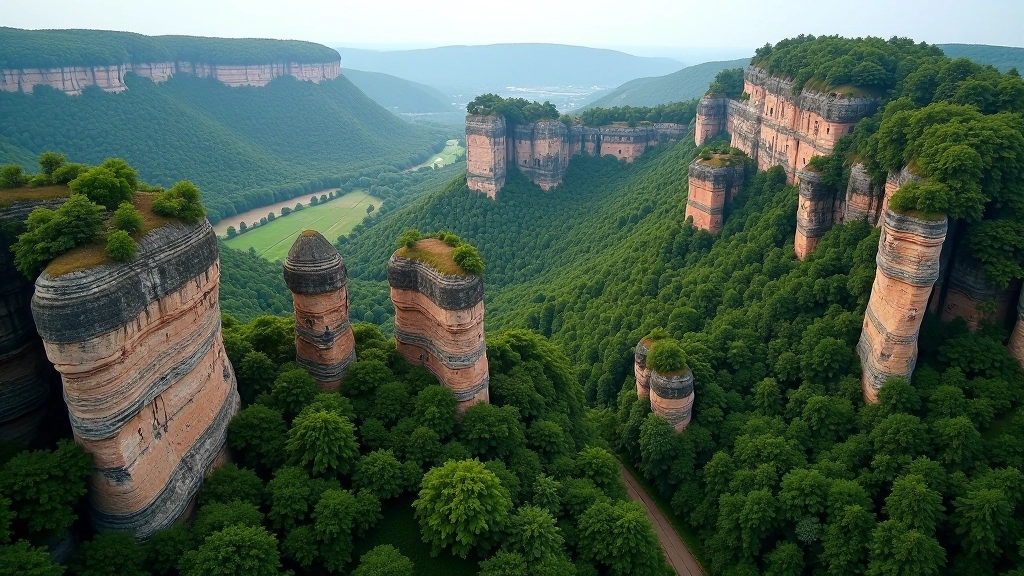 Aerial view of Bohemian Paradise sandstone formations